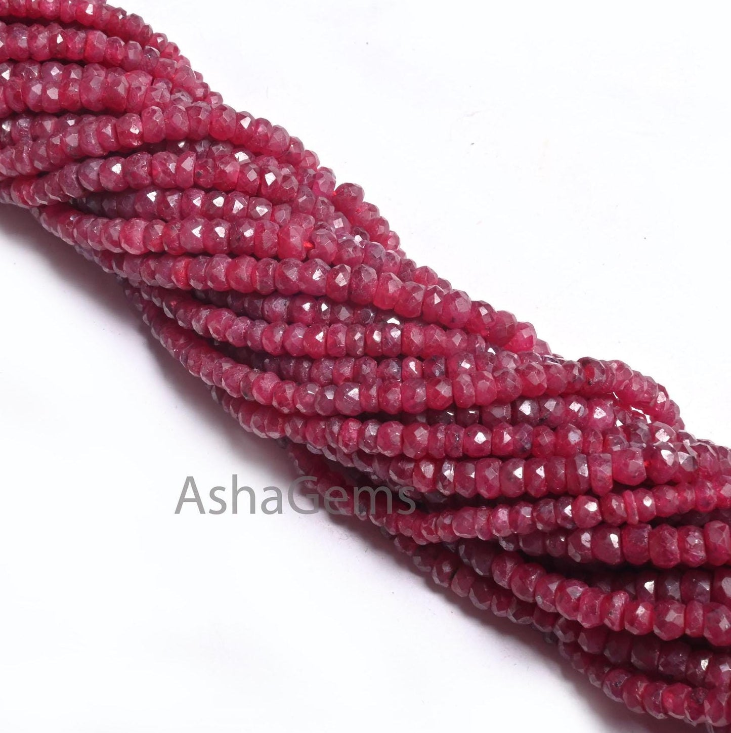 Red Ruby Corundum Faceted Beads,12.5" Ruby Indian Cut Rondelle gemstone beads, Ruby Corrundum Indian Cut beads For Necklace Jewelry Crafts
