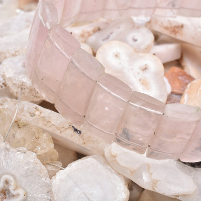 Beautiful Rose Quartz Fancy Chiclet Shape Beads, Natural Pink Rose QuartzFaceted Rectangle Beads For Bracelet, Jewelry Making, Rose Quartz