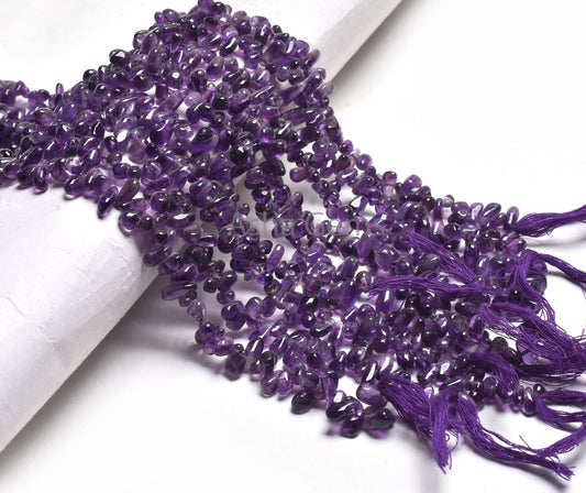 Natural Purple Amethyst Smooth Drops Shape Beads Gemstone, African Amethyst Drops, Amethyst Side Drill Teardrop Handmade Indian Bead Jewelry