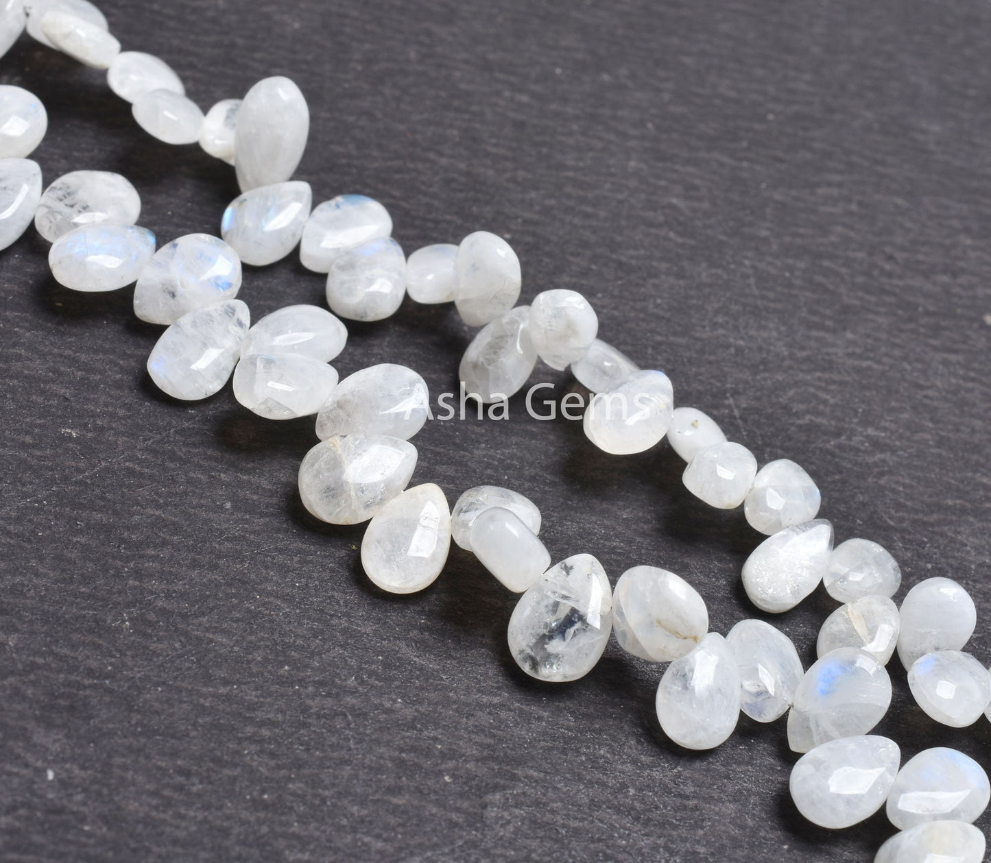 Beautiful Rainbow Moonstone Smooth Pear Shape Beads,8" White Rainbow Plain Handmade Teardrop Gemstone Loose Beads Jewelry Making Craft SALE