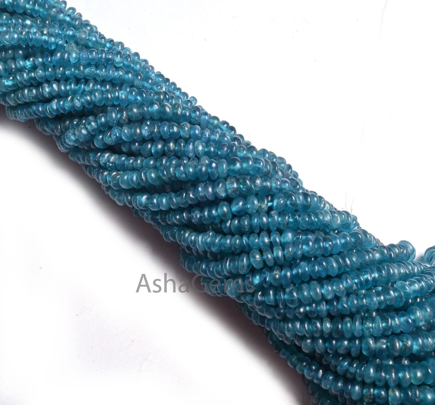 Beautiful Neon Blue Apatite Smooth Handmade Rondelle Gemstone Loose Beads,16" Neon Apatite Bead, Blue Apatite Bead Jewelry making Craft SALE