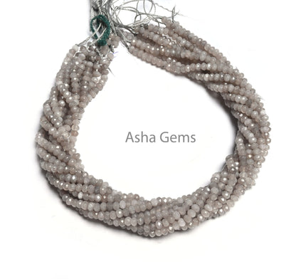 Beautiful Grey Jade Quartz Faceted Gemstone Loose Beads,13.5" Strand Grey Jade Machine Cut Rondelle Bead,4.5 mm Beautiful Jade Beads Jewelry