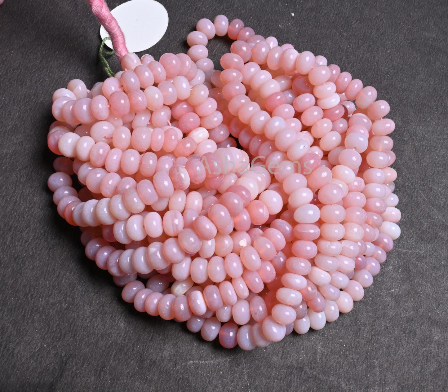 Beautiful Pink Opal Rondelle Shape Smooth Bead,16" Shaded pink Opal Handmade Gemstone Loose Beads Jewelry Making Crafts AAA Opal Beads SALE