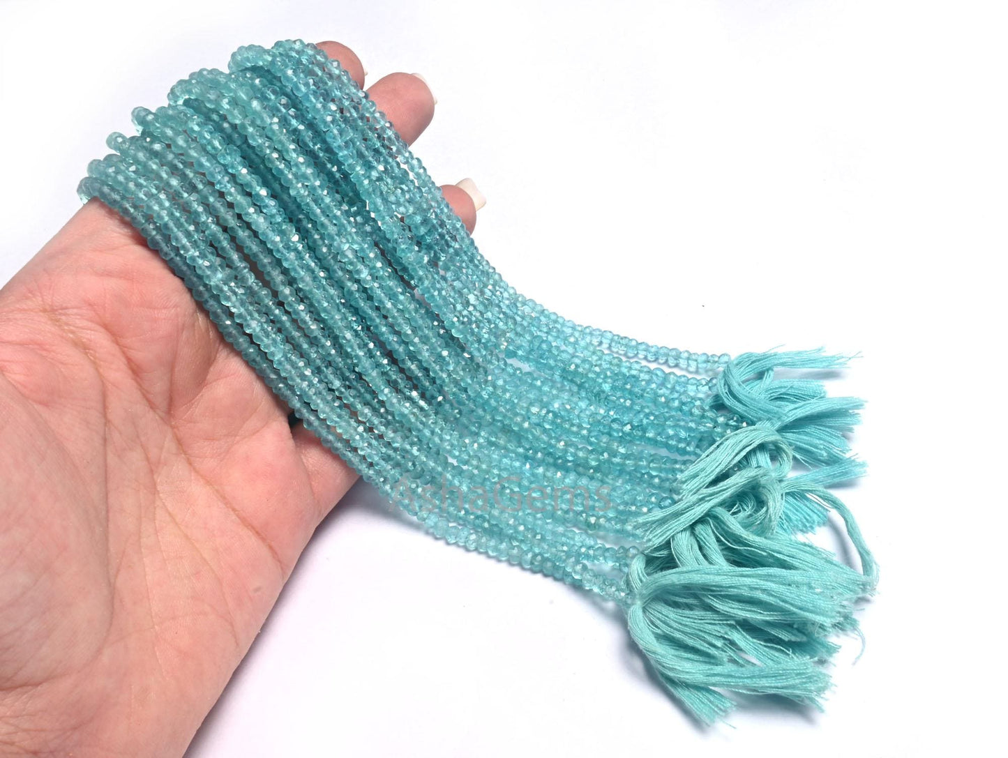 Beautiful Sky Blue Apatite Micro Cut Gemstone Beads, AAA Natural Apatite Faceted Rondelle Shape Apatite Beads Necklace Jewelry Making Crafts