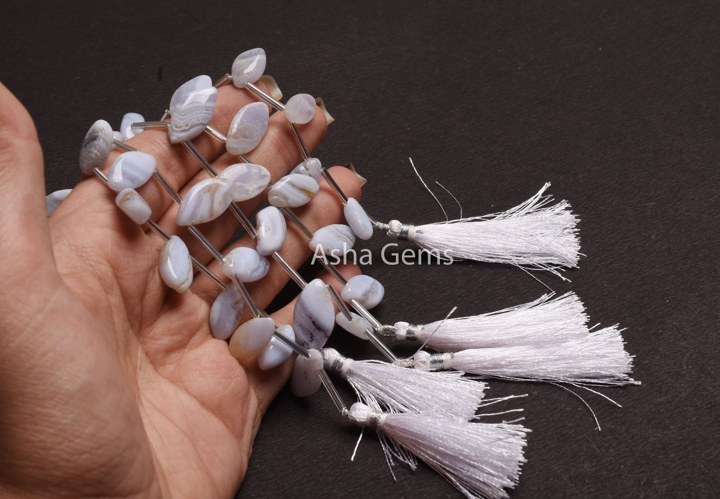 Natural Blue Lace Agate Uneven Marquise Shape Beads, Blue Lace Agate Handmade Marquise Briolette Gemstone Bead, Blue Lace Agate Bead Jewelry