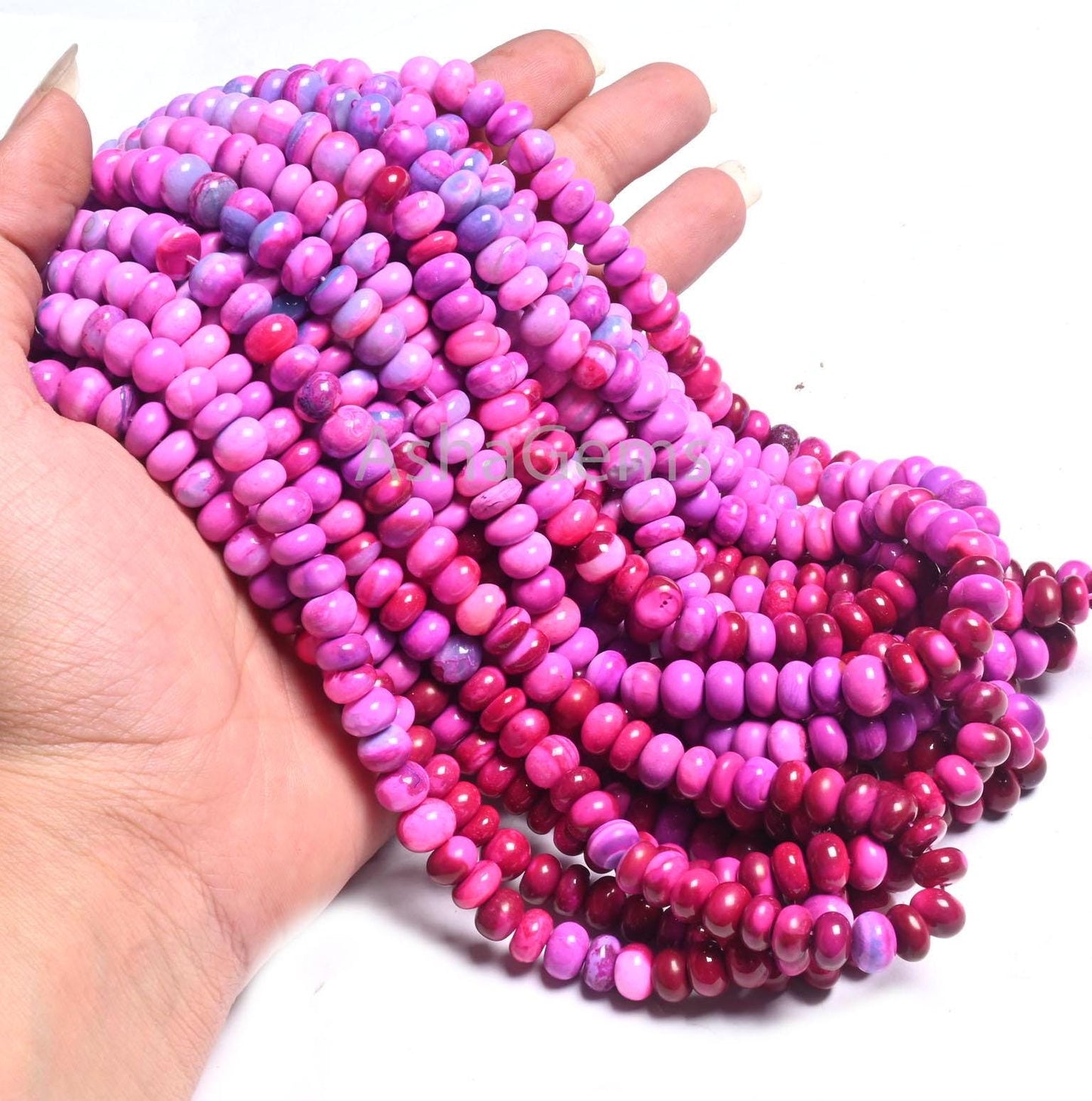 Beautiful Hot Pink Lavender Opal Smooth Rondelle Gemstone Beads, AAA Shaded Pink Opal Plain Handmade Beads, Opal Beads Necklace Jewelry SALE