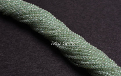 AAA Green Prehnite Micro Cut Faceted Gemstone Beads,2.2mm Natural Prehnite Machine Cut rondelle Gemstone Beads, Prehnite bead Jewelry Crafts
