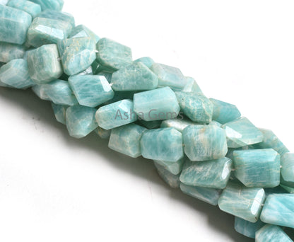 Fine Amazonite Faceted Indian Cut nugget Gemstone Beads, Natural Blue amazonite Handmade Straight Drill Tumble Amazonite Beads jewelry SALE