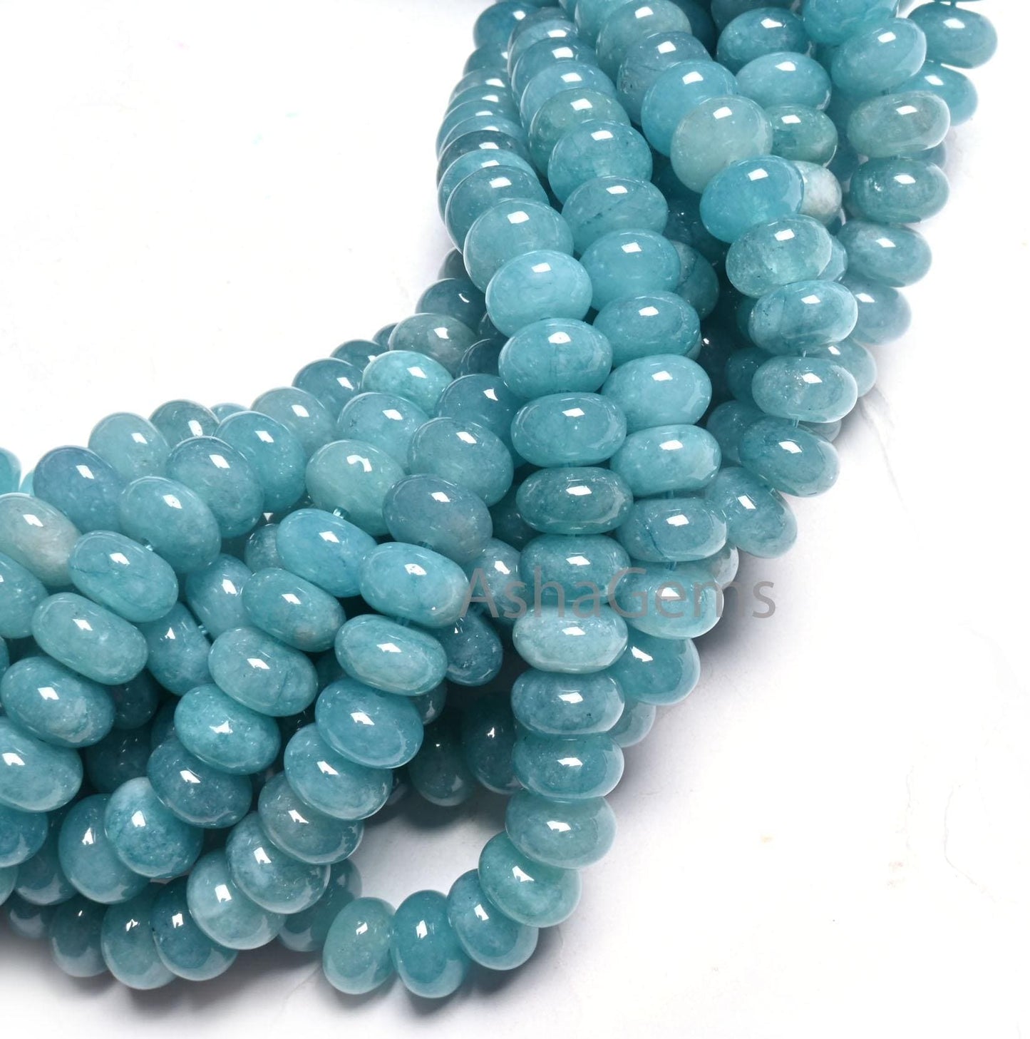 8mm Fine Neon Blue Color Jade Quartz Smooth Rondelle Shape Beads, Off Blue Quartz Plain Gemstone Loose Quartz Bead Jewelry Making Craft SALE