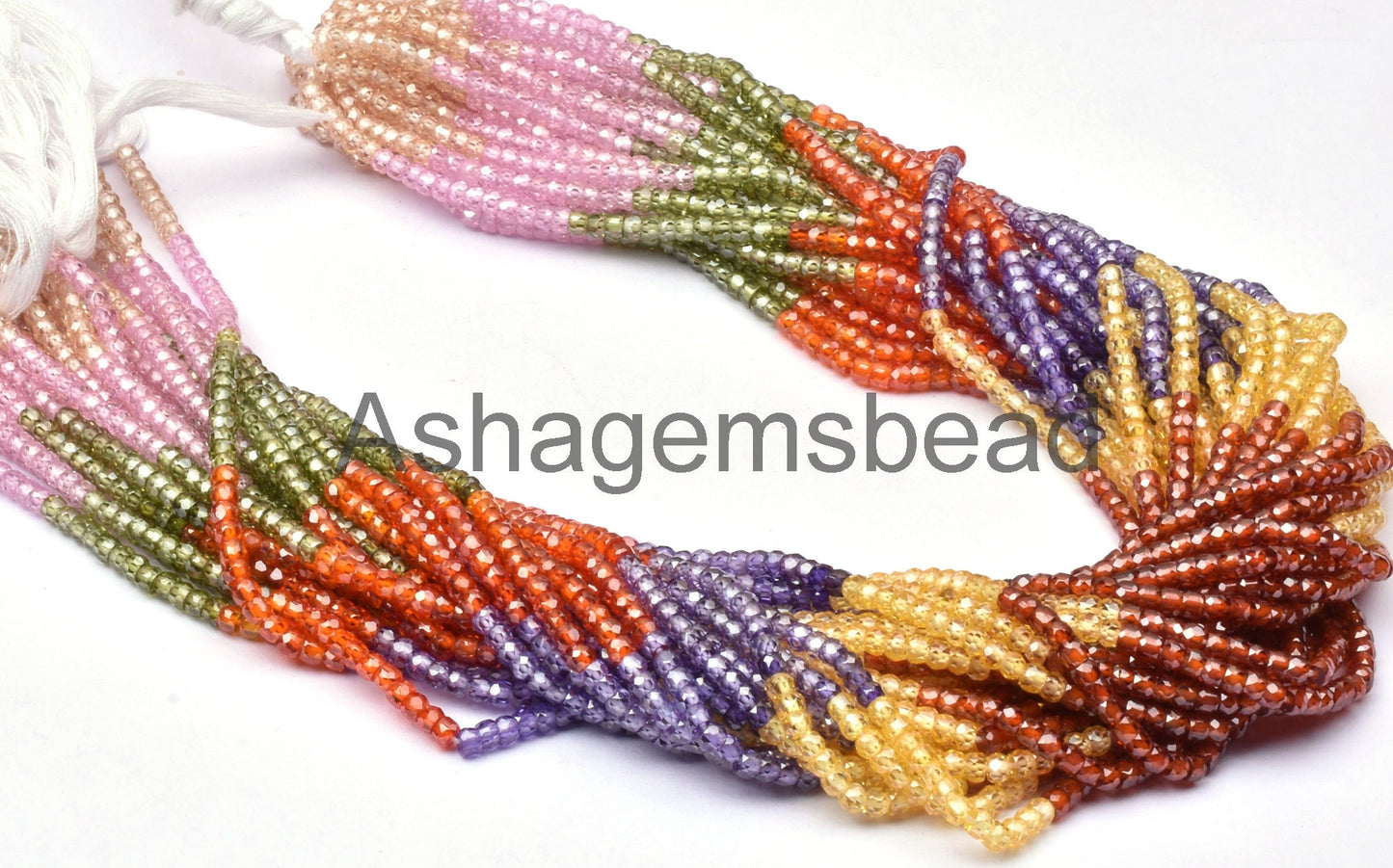 Amazing Zircon Multi Color Rondelle Shape Micro Faceted Beads,13" Strand 3mm Multi Zircon Faceted gemstone Bead cubic Zircon Micro Cut Beads