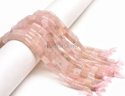 Natural Pink Rose Quartz Fancy uneven Pipe Gemstone Beads,9" Strand Rose Quartz Smooth Tube Shape Straight Drill Handmade Beads Jewelry SALE