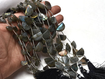 Natural Labradorite smooth Fancy Shape Beads,8"Strand Multi Flash labradorite plain Handmade D Shape Bead, Black Rainbow Half Moon Bead SALE