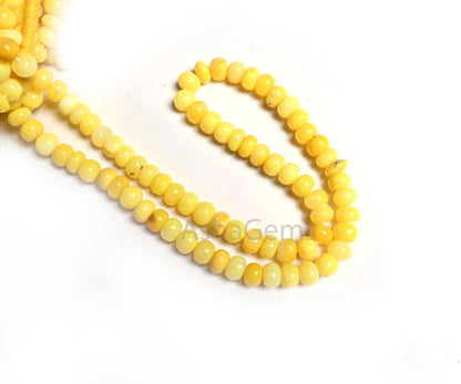 Fine Yellow Opal Smooth Rondelle Shape Beads, Yellow Opal Plain Handmade Gemstone Loose Bead, Opal Beads Necklace making Jewelry Crafts SALE