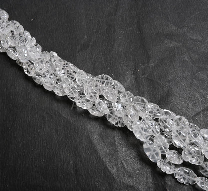 Beautiful Crystal Quartz Carving Oval Shape Handmade Beads, White Crystal Smooth Oval Carved Straight Drill Gemstone Loose Bead Jewelry SALE