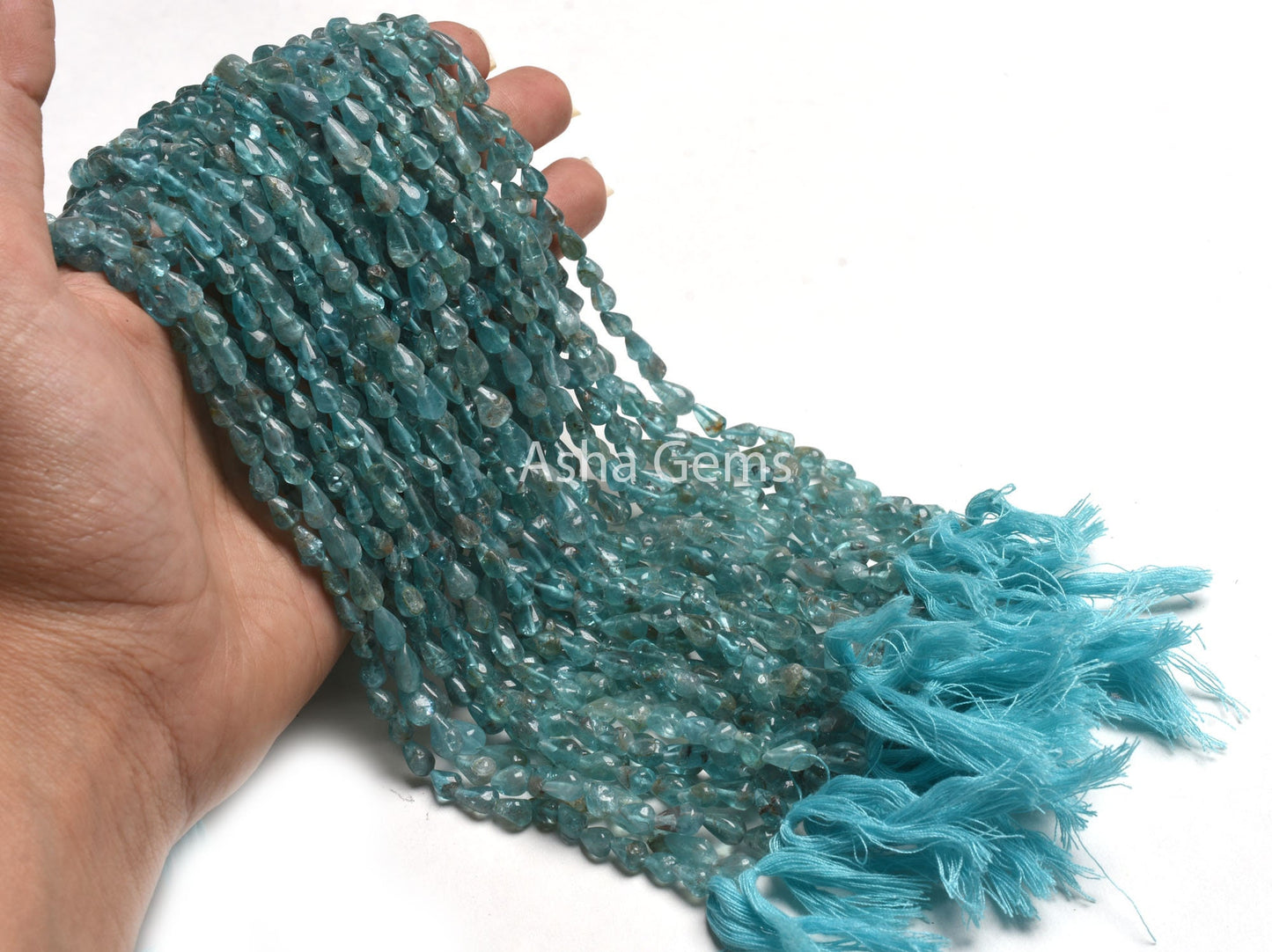Beautiful Blue Apatite Smooth Drop Gemstone Beads,13" Natural Sky Apatite Handmade Uneven Teardrop Straight Drill Bead, apatite Bead Jewelry