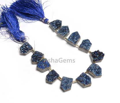 Titanium Mystic Blue Coated Druzy Fancy Gate Shape Gemstone Loose Beads, Drusy Fancy Shape Raw Slice Titanium Druzy Beads Jewelry Craft SALE