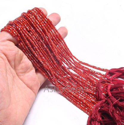 13" Beautiful Zircon Micro Cut Rondelle Faceted Tiny Gemstone Beads,2.5 mm AAA Quality Red Orange Cubic Zircon Machine Cut Bead Jewelry SALE