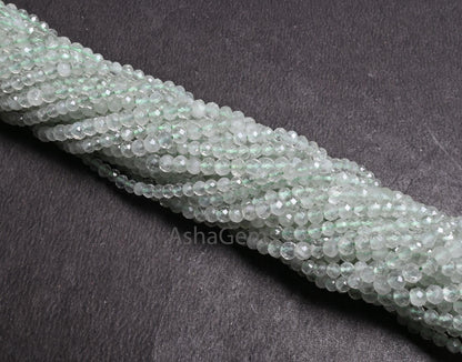 Beautiful Green Amethyst faceted machine cut Rondelle Gemstone Loose Beads,12.5" Fine Natural Green Amethyst Micro Cut Beads Jewelry Crafts