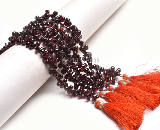 Red Garnet Smooth Drop Shape Gemstone Beads,8" Strand Natural Garnet Plain Handmade Uneven Teardrop Beads Garnet Jewelry making Craft SALE