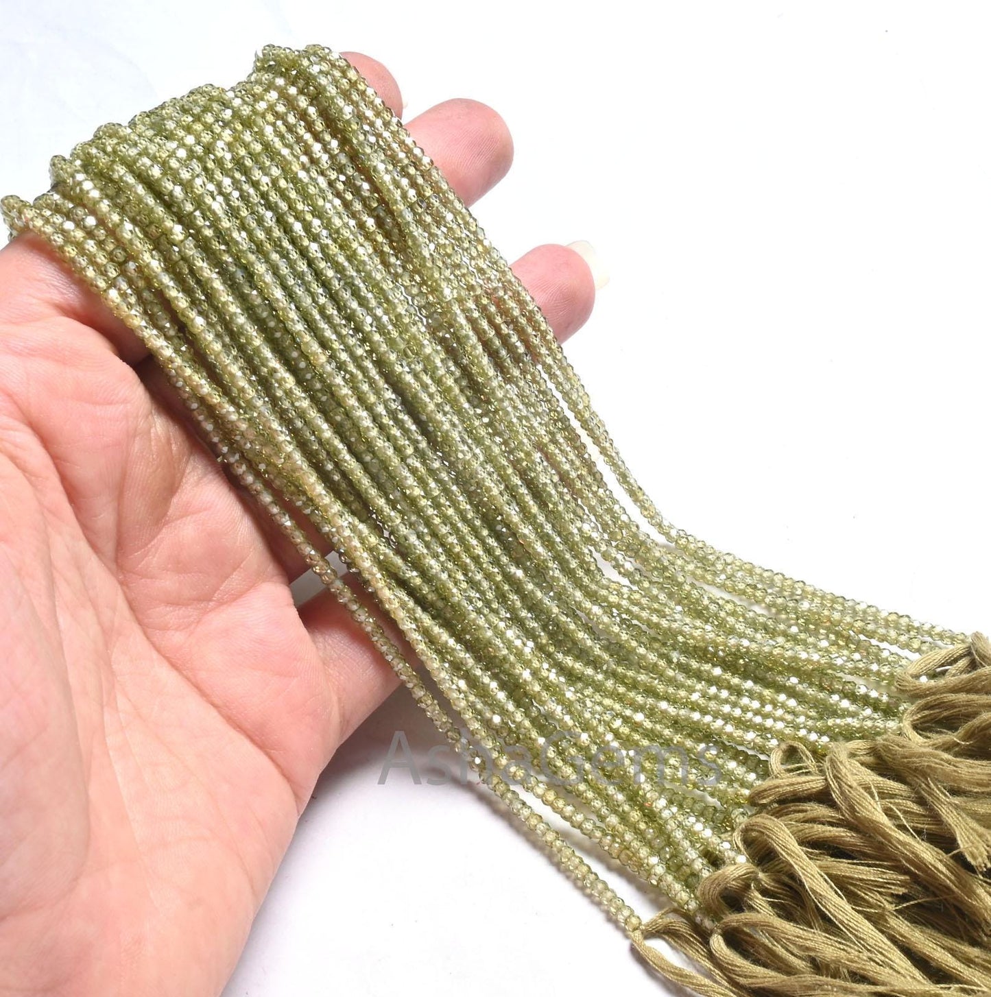2.5mm Beautiful Green Zircon Micro Faceted Rondelle Beads,13" AAA Peridot Green Cubic Zircon machine Cut Zircon Tiny Bead Jewelry Craft SALE