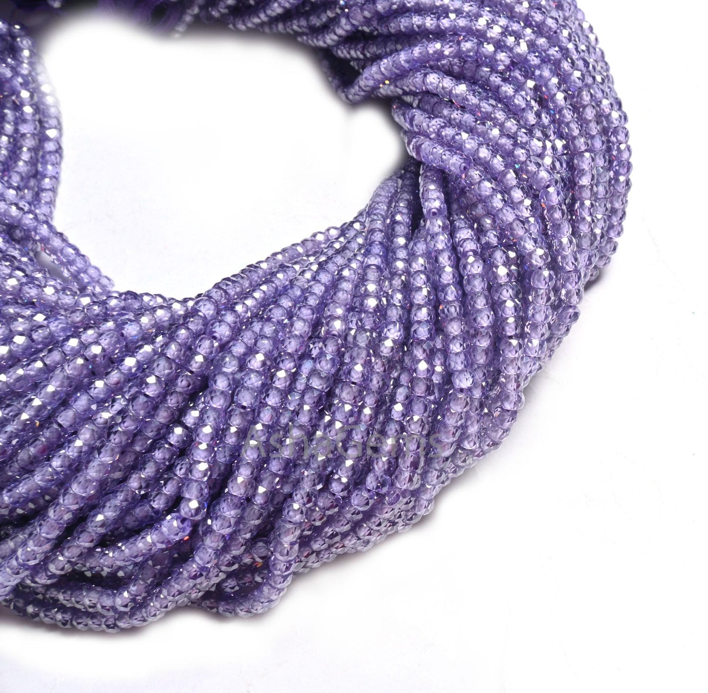 AAA Quality Light Purple Zircon Micro Cut Rondelle Faceted Beads,3mm Cubic Zircon Beads, Purple Blue Zircon Bead Jewelry Necklace Craft SALE