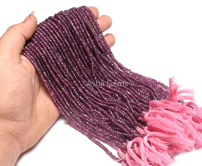 Beautiful Rhodolite Garnet Faceted Gemstone Beads, natural Garnet Indian machine Cut Rondelle Beads,13"Strand Pink Garnet Bead Jewelry Craft