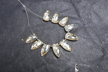 Natural Crystal Quartz Doublet Fancy Arrow Shape faceted Beads,8-16mm Crystal Gold Foil Doublet Side Drill Briolette Bead Jewelry Craft SALE (18705)