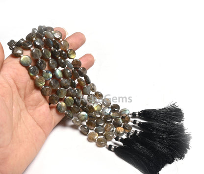 10 mm Fine Labradorite Smooth Coin Shape Handmade Beads,8" Natural Multi Flash Labradorite Straight Drill Coin Gemstone Loose Beads Jewelry