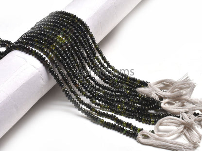 Natural Green Tourmaline Smooth Button Shape Gemstone Beads,13"Strand Tourmaline Handmade Button Center Drill Bead Jewelry Making Craft SALE