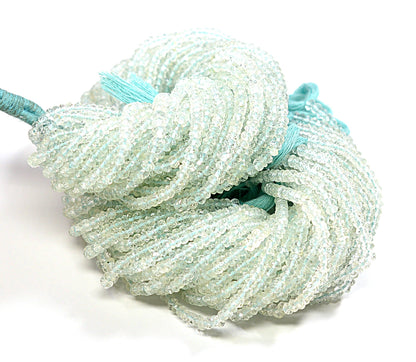 Beautiful Aquamarine Indian Machine Cut Gemstone Beads, 13" Natural Blue Aquamarine Faceted Rondelle Fine Aquamarine Beads Necklace Jewelry
