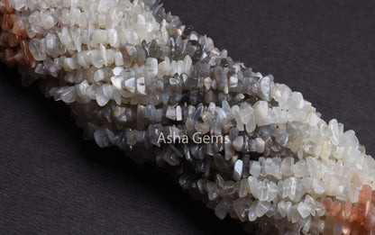 Fine Quality Multi Moonstone Uncut Chips Beads,34"Strand Moonstone Smooth Raw Rough Beads Multi Color Moonstone Gemstone Uncut Chip Jewelry