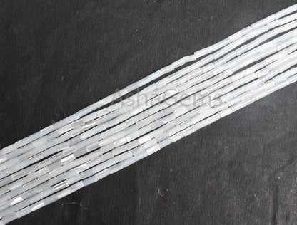 Fine Mother Of Pearl Fancy Tube Shape Smooth Gemstone Beads,3.5-8 mm Natural Iridescent White MOP Shell Pipe Straight Drill MOP Bead Jewelry