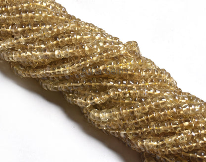 Beautiful Lemon Quartz Smooth Rondelle Shape Beads,18" Strand Natural Yellow Lemon Plain Hanmade Gemstone Beads Lemon beads for Jewelry Sale
