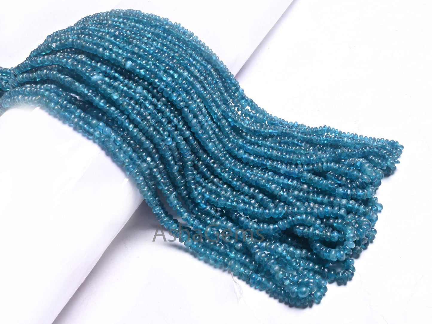 Beautiful Neon Blue Apatite Smooth Handmade Rondelle Gemstone Loose Beads,16" Neon Apatite Bead, Blue Apatite Bead Jewelry making Craft SALE