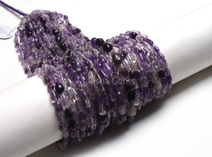 Shaded Purple Amethyst Smooth Drop Straight Drill Beads, Natural African Amethyst Plain Handmade Teardrop Gemstone Bead, Amethyst Bead Craft