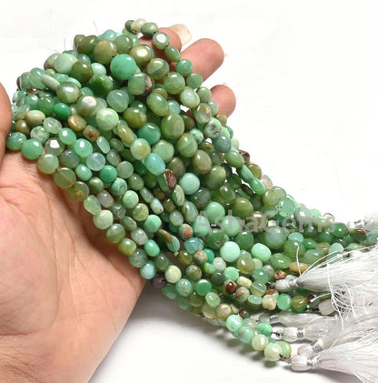 Natural Chrysoprase Smooth Coin Shape Gemstone Loose Beads,8"Shaded Green Chrysoprase Handmade Coin, Bio chrysoprase Bead Jewelry Craft SALE