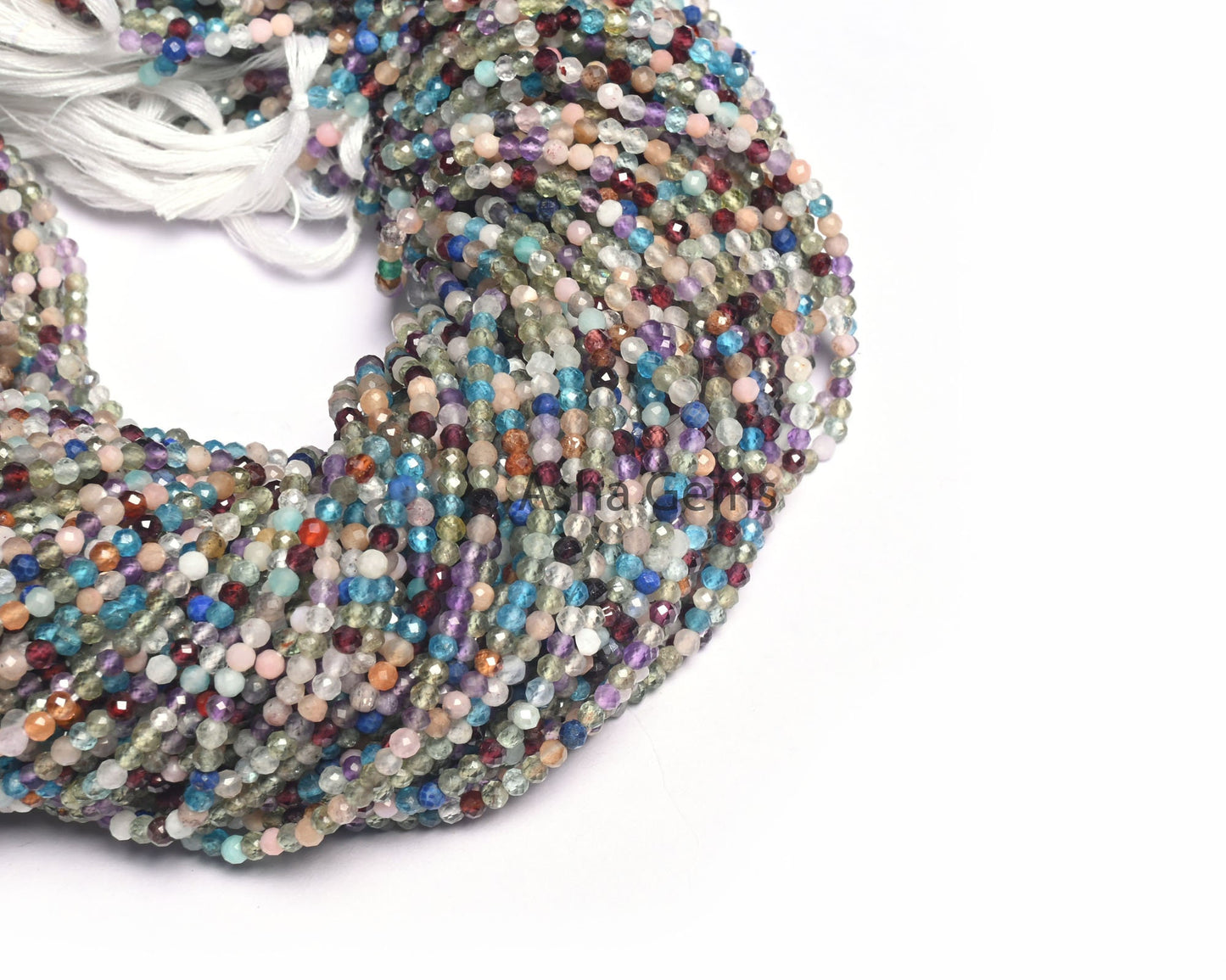 Natural Multi Color Gemstone Disco Micro Cut Beads,3 mm Multi Disco Faceted Rondelle Beads Jewelry Making Craft, Fine Mix Color Stone Beads