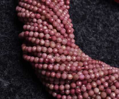 Beautiful Pink Rhodonite Micro Faceted Rondelle Gemstone Beads,3 mm Natural Rhodonite Beads, Rare Rhodonite Machine Cut Center Drill Beads