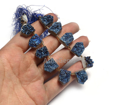 Titanium Mystic Blue Coated Druzy Fancy Gate Shape Gemstone Loose Beads, Drusy Fancy Shape Raw Slice Titanium Druzy Beads Jewelry Craft SALE