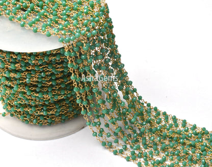 Beautiful Green Quartz Hydro Faceted Rondelle Beaded 3-3.5 mm Rosary Chain Gold Plated Roll Wire Wrap jewelry Making Craft Beads Chains SALE