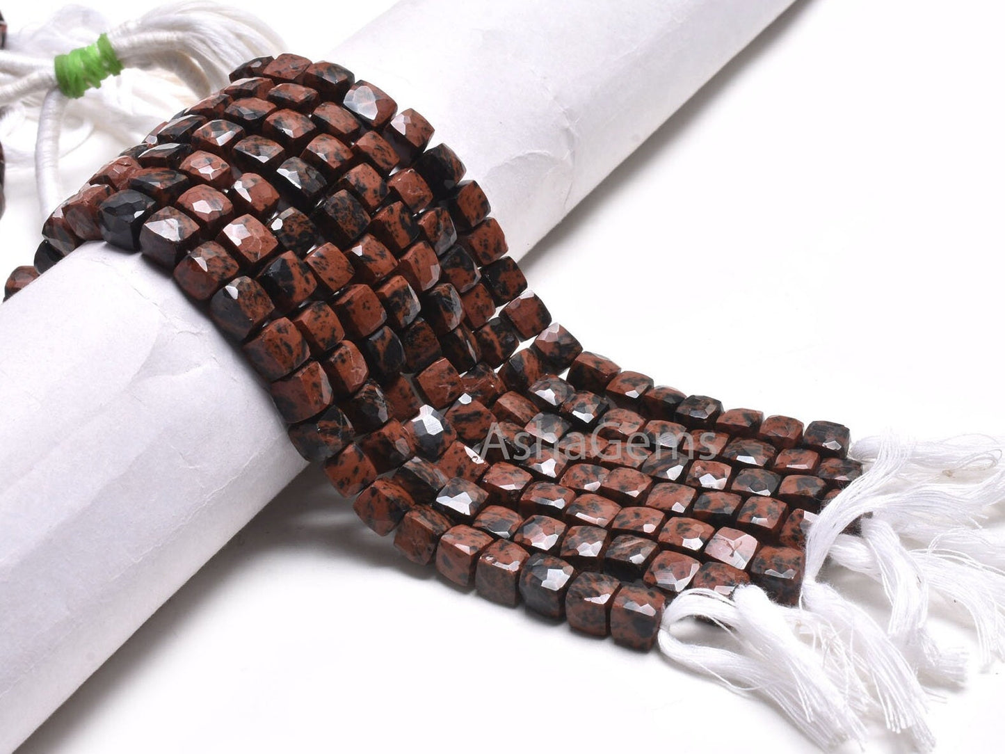 Beautiful Mahogany Obsidian 3D Cube Box Gemstone Beads,8" Strand Natural Mountain Obsidian Faceted Cube Shape Bead Jewelry Making Craft SALE