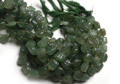 Beautiful Strawberry Quartz Fancy Shape Carved Gemstone Beads,8" Strand Natural Green Strawberry Carving Uneven Square Nugget Handmade Beads