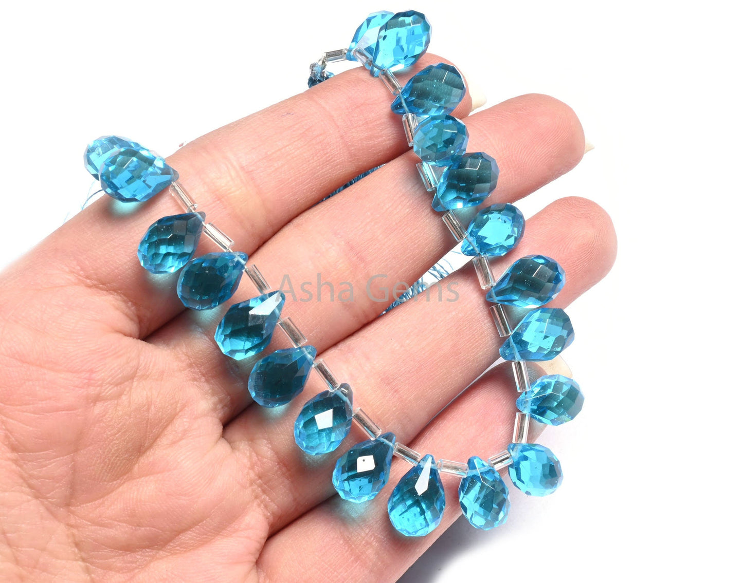AAA Quality Sky Blue Topaz Color Hydro Faceted Drops Beads,8-12 mm Topaz Hydro Teardrop Briolette Side Drill beads Jewelry making Craft SALE