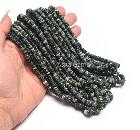 Beautiful Emerald Smooth Heishi Tyre Shape Beads, Natural Green Emerald Tyre Smooth Bead,8/16" Strand emerald Shaded Bead Jewelry Craft SALE