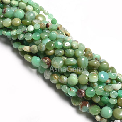 Natural Chrysoprase Smooth Coin Shape Gemstone Loose Beads,8"Shaded Green Chrysoprase Handmade Coin, Bio chrysoprase Bead Jewelry Craft SALE