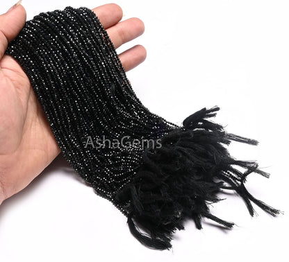 AAA Quality Natural Black Spinel Micro Cut Rondelle Faceted Gemstone Beads,2.5mm Coal Black Spinal machine Cut Tiny Spinel Bead Jewelry SALE