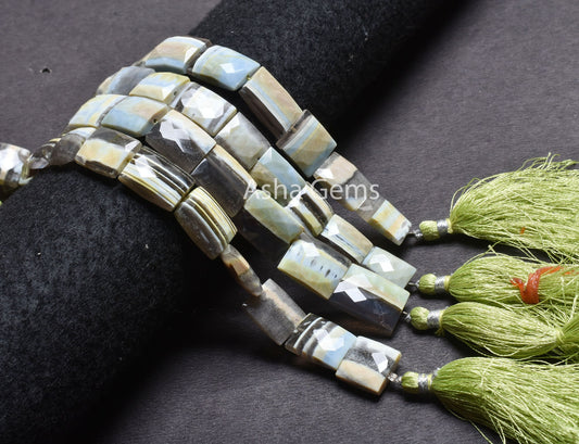 Beautiful Green Blue Boulder Opal Fancy Chiclet Shape Beads,8" Boulder Opal Faceted Rectangle Bead For Jewelry Craft, Boulder Opal Bead SALE