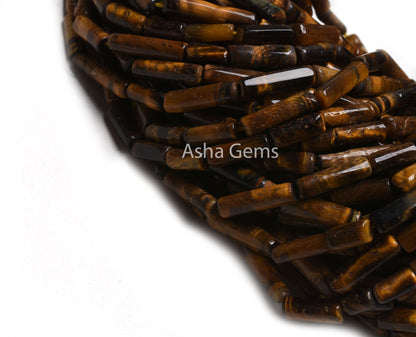 Beautiful Tiger Eye Fancy Pipe Shape Beads,13" Strand Natural Tiger Handmade Long Tube Shape Uneven Gemstone Beads, Tiger Rye Bead Jewelry