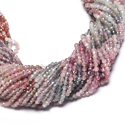 Real Multi Spinel Machine Cut Faceted Gemstone Tiny Beads,2.8 mm natural Spinel Micro Cut Rondelle Beads, Shaded Spinal Beads Jewelry Crafts