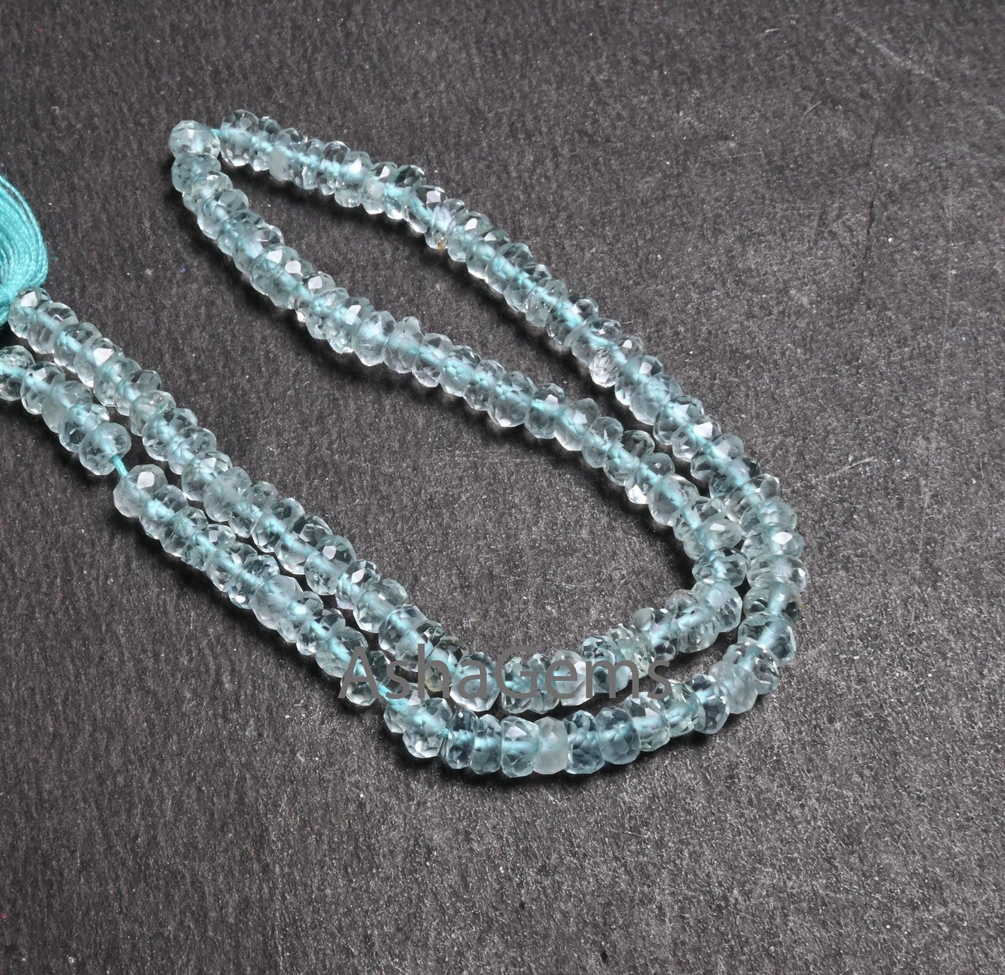 Fine Genuine Aquamarine Faceted Rondelle Beads,4-4.5mm Natural Blue Aquamarine Indian Machine Cut Gemstone Aquamarine Beads Jewelry Necklace